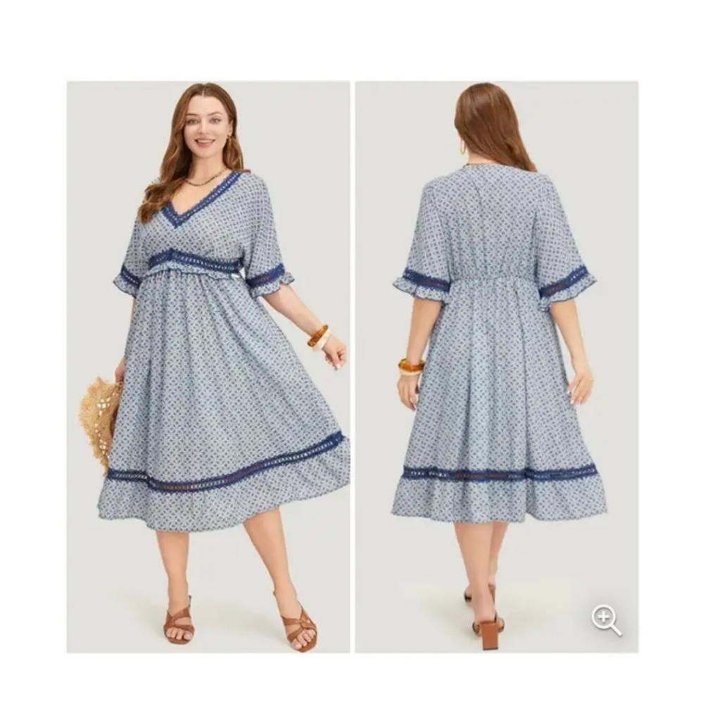 BloomChic Blue and White Midi Dress